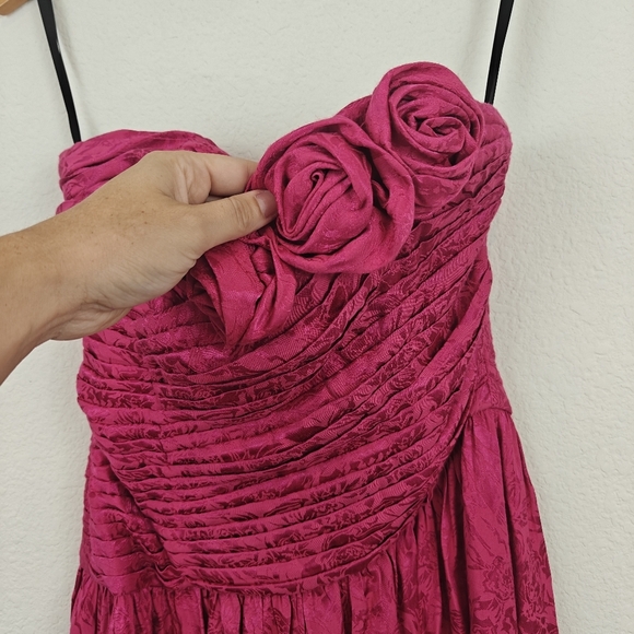 Free People Make An Entrance Strapless Floral Satin Maxi Dress Size 0 - Picture 8 of 15